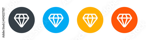Diamond jewelry precious stone vector icon.