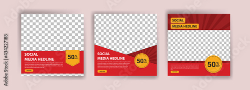 Set of Editable minimal square banner template. Banner vector for social media ads, web ads, business messages, discount flyers and big sale banners. Vector illustration with photo colleg