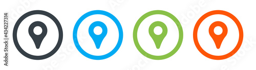 Set of location, map marker icons. Vector illustration on a white background