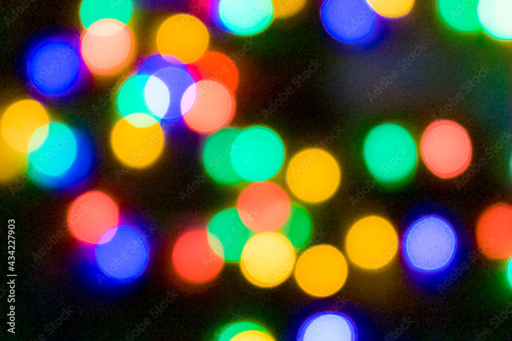 Abstract colorful bokeh with black background