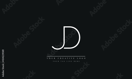 Letter Logo Design with Creative Modern Trendy Typography JD DJ J D photo