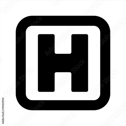 Hospital sign icon, vector and glyph
