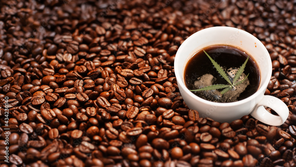 Fototapeta premium hot cannabis coffee on the table