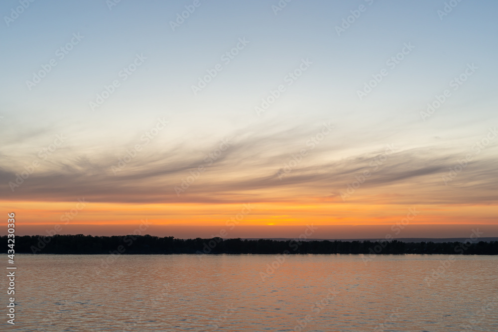 Sunset sky across the river