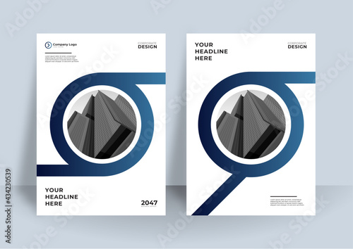 City Background Business Book Cover Design Template with Blue Color