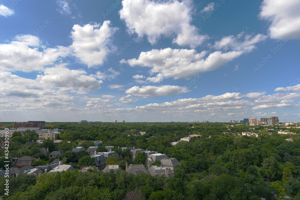 View across northwest Dallas from a 17th story condo balcony