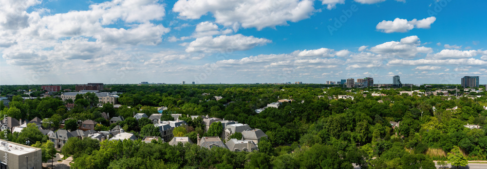 Panorama of northwest Dallas landscape from 17th story condo