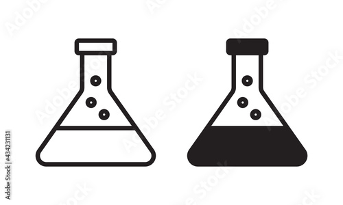 Test tube icon, Chemistry flask icon vector