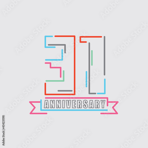 31th Years Anniversary Logo Birthday Celebration Abstract Design Vector Illustration.