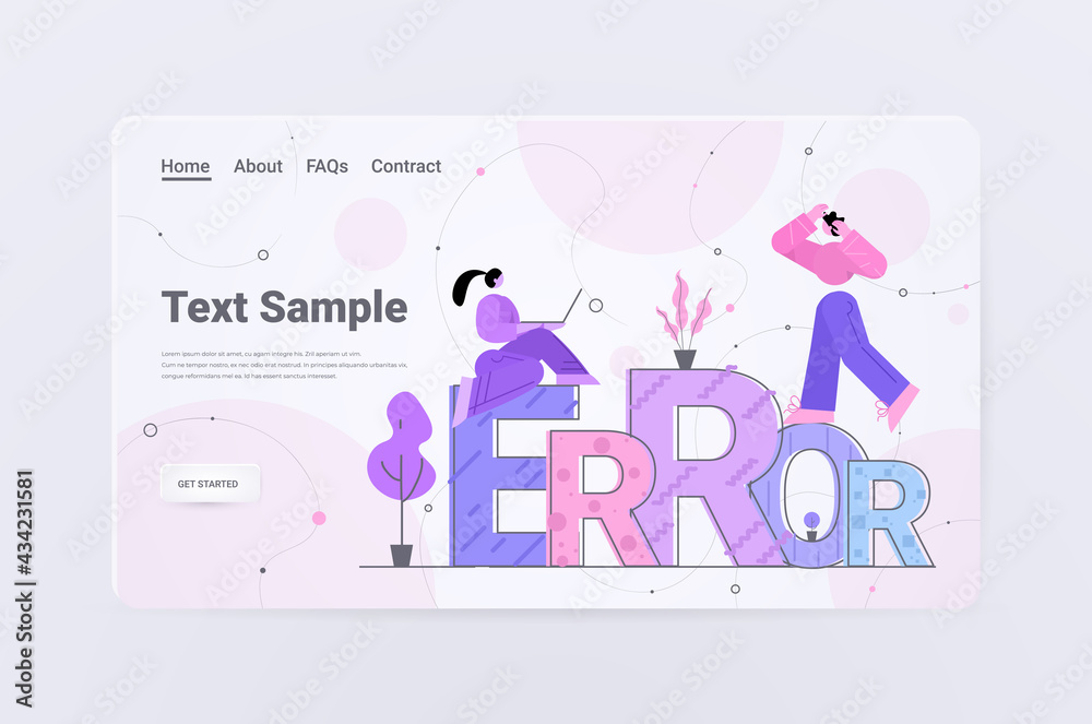 programers repairing site with problem not working lost not found concept
