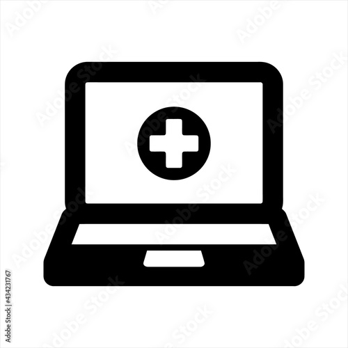Online healthcare icon, vector and glyph