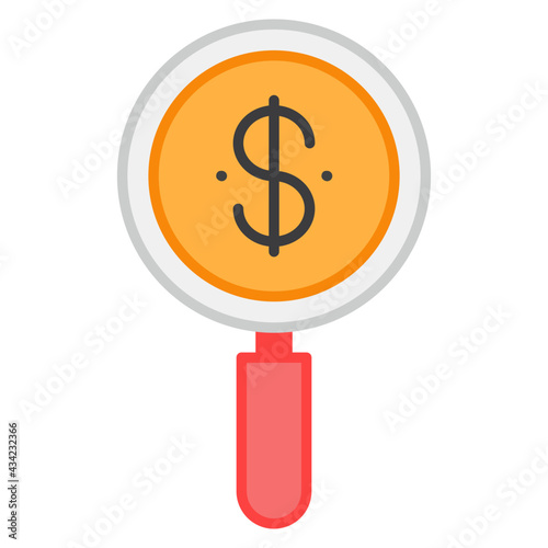A flat design, icon of search dollar