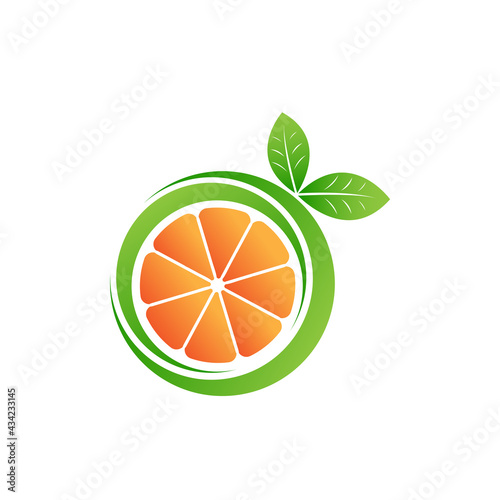 3d orange fresh logo template design vector in isolated white background