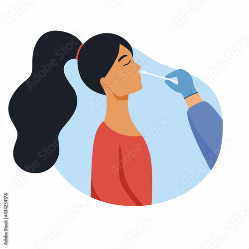 Test for covid. Medical professional collects material from patient for coronavirus. Laboratory tests.