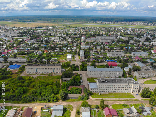 Aerial view of the central hospital (Sovetsk, Kirov region, Russia)