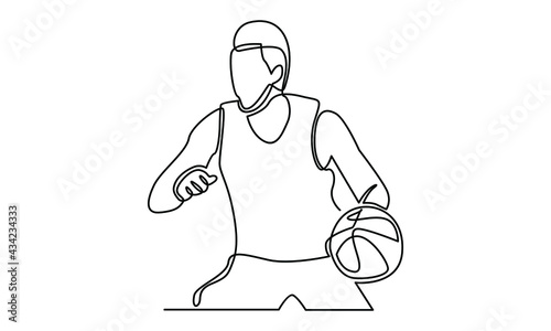 Continue line of basketball player vector illustration