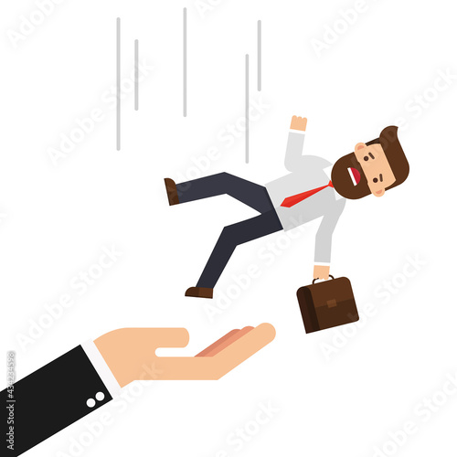 Businessman Falling On Big Hand