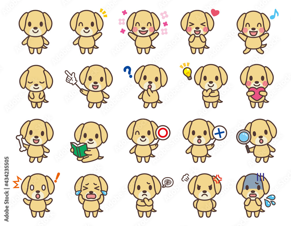 Cute Dog Character Vector Art かわいい犬のキャラクターセット