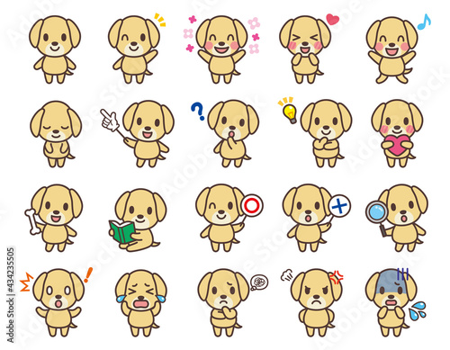 Cute Dog Character Vector Art かわいい犬のキャラクターセット