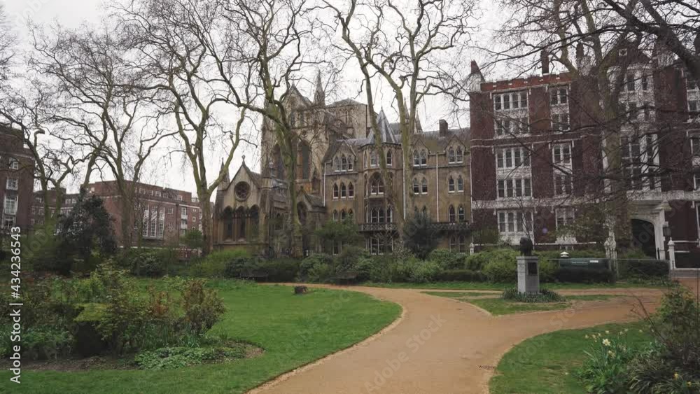London - Empty Streets - Gordon Square with Euston Church in the background (Covid-19 Pandemic, April 10, 2021) London - Empty Streets - Gordon Square with Euston Church in the background (Covid-19 Pandemic, April 10, 2021)