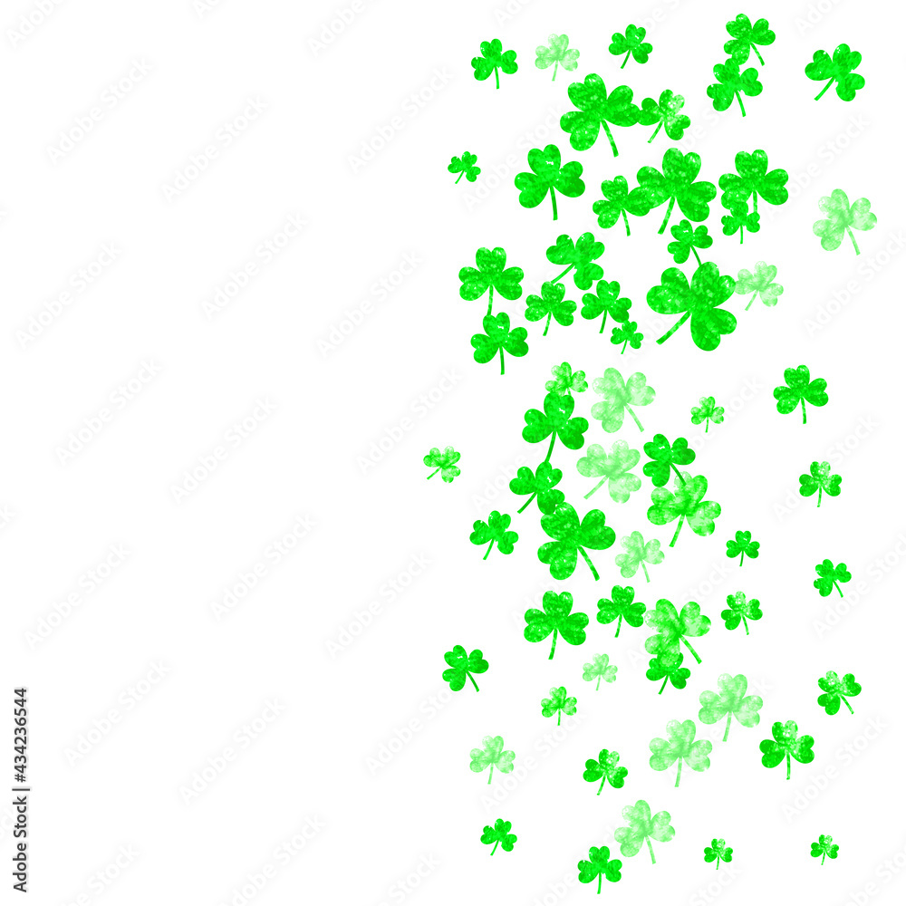 St patricks day background with shamrock. Lucky trefoil confetti. Glitter frame of clover leaves. Template for party invite, retail offer and ad. Decorative st patricks day backdrop. St patricks day background with shamrock. Lucky trefoil confetti. Glitter frame of clover leaves. Template for party invite, retail offer and ad. Decorative st patricks day backdrop.