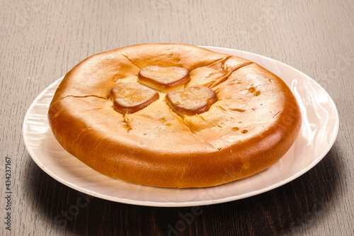 Tasty hot baked round pie