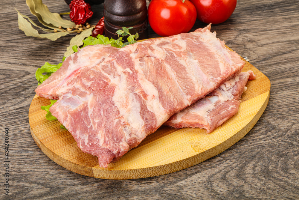 Raw pork ribs for cooking