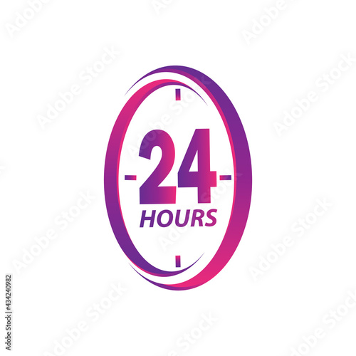 modern 24 hours service sign logo illustration template design vector in isolated white background