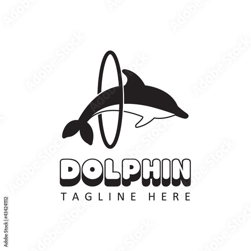 dolphin logo template design vector in isolated background