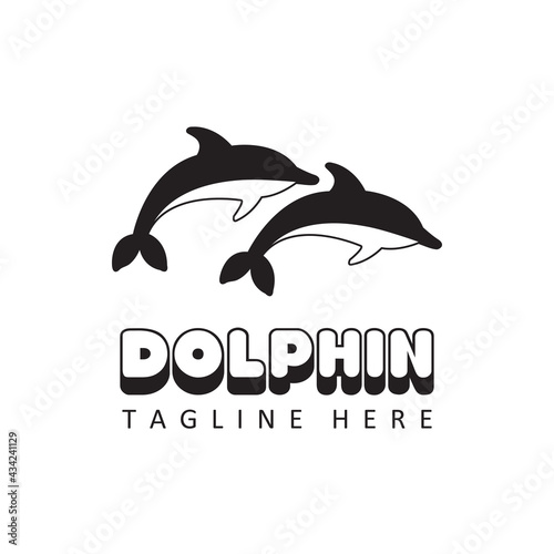 dolphin logo template design vector in isolated background