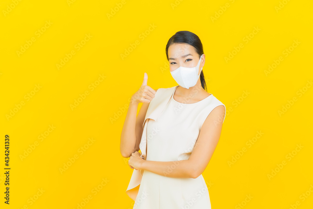 Portrait beautiful young asian woman with mask for protect covid19 Portrait beautiful young asian woman with mask for protect covid19