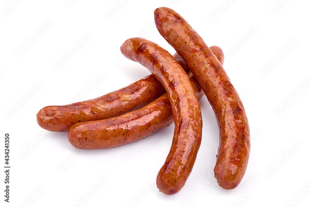 Grilled Hot dog sausages, isolated on white background. High resolution image Grilled Hot dog sausages, isolated on white background. High resolution image