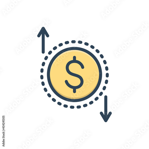 Color illustration icon for currency value