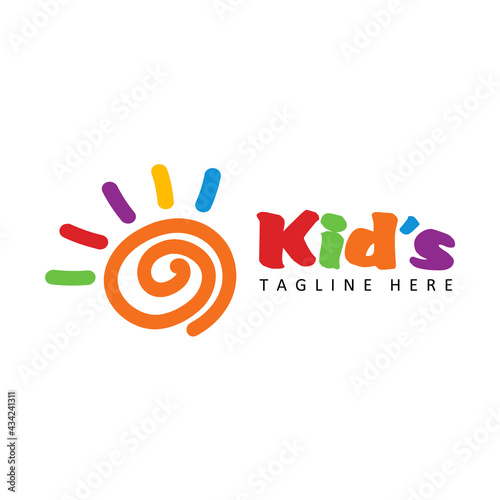 creative colorful palm logo, sun logo template design vector with isolated white background for education department