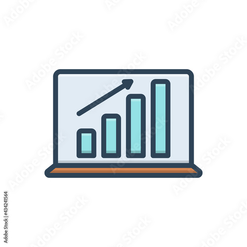 Color illustration icon for laptop profits graphics