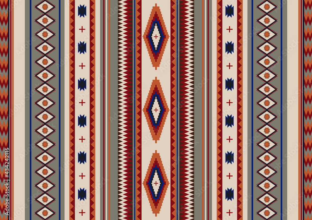 Ethnic boho geometric ornament. Vector seamless native tribal pattern. Mexican blanket, rug.