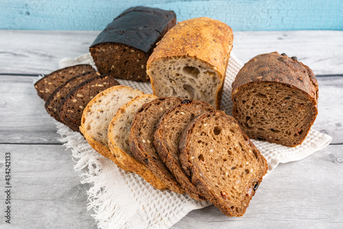 Handmade natural grain bread in the range