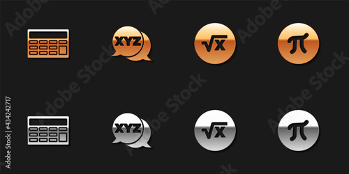 Set Calculator, XYZ Coordinate system, Square root of x glyph and Pi symbol icon. Vector © Kostiantyn