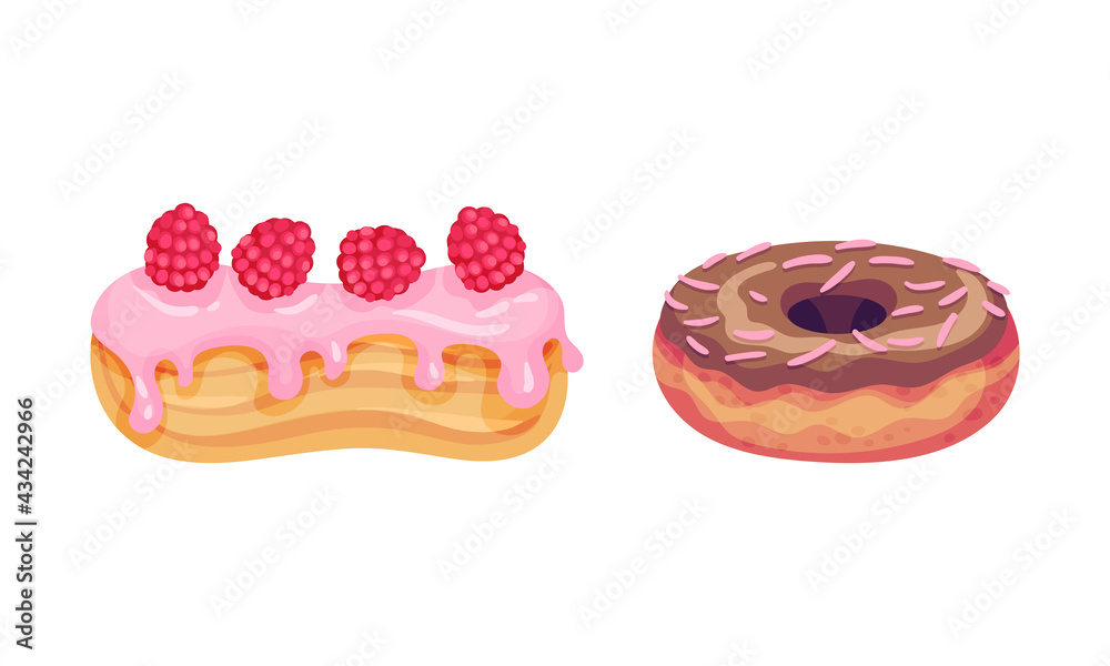 Sweet and Yummy Creamy Eclair Dessert Vector Set Sweet and Yummy Creamy Eclair Dessert Vector Set