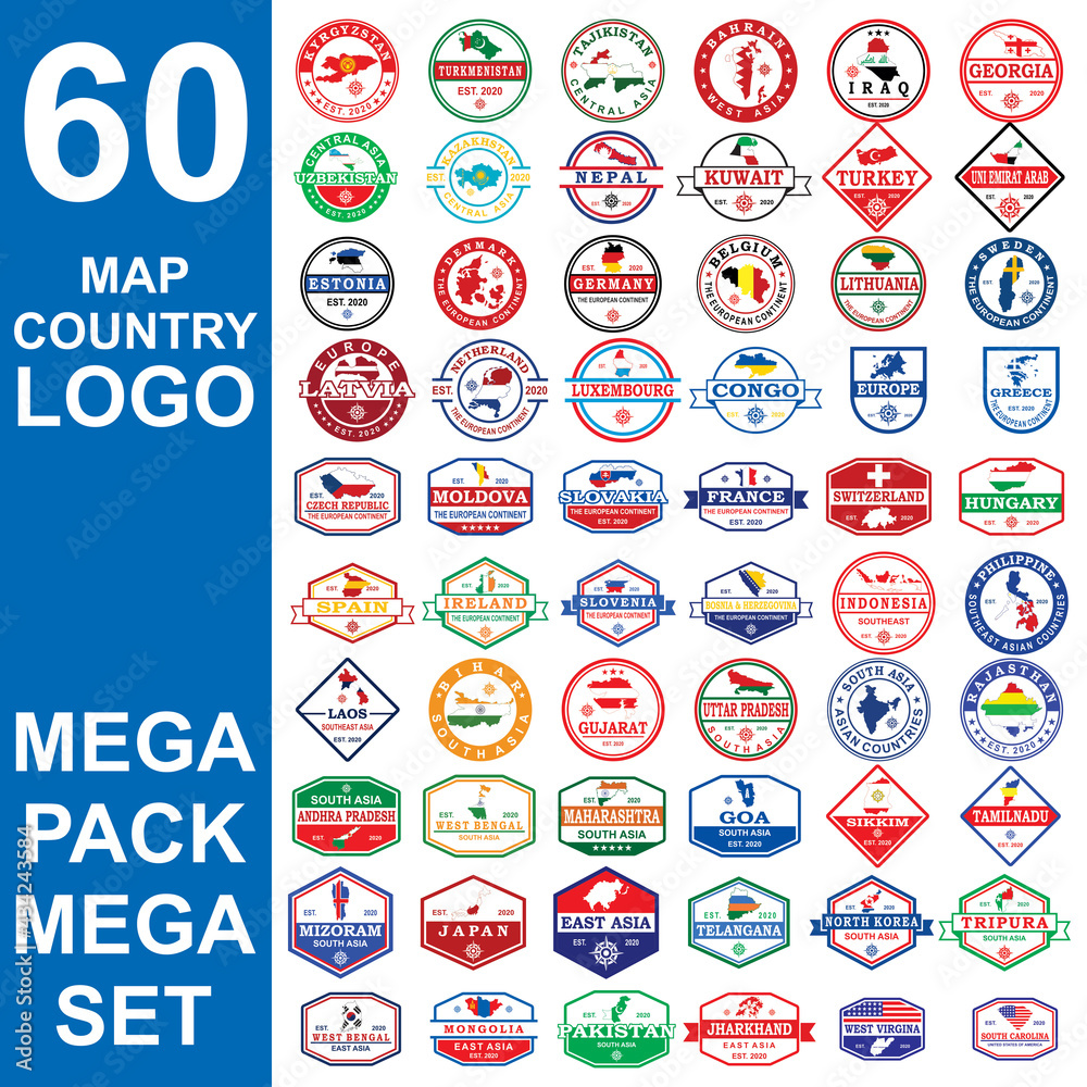set of map country logo , set of country vector