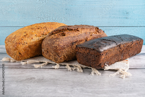 Handmade natural grain bread in the range