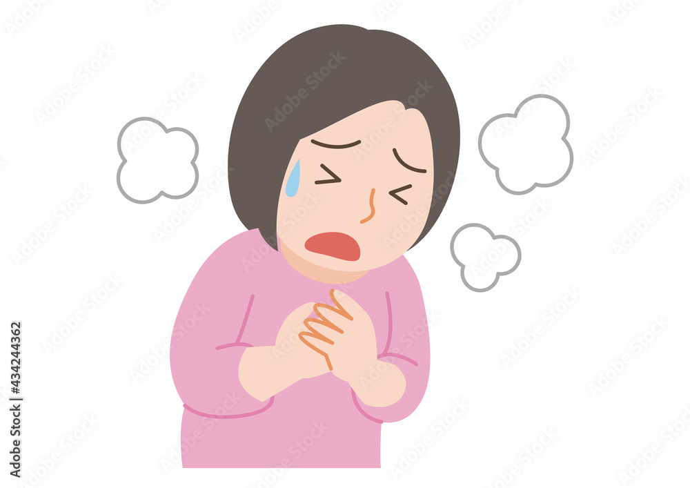 呼吸困難の女性 呼吸困難の女性