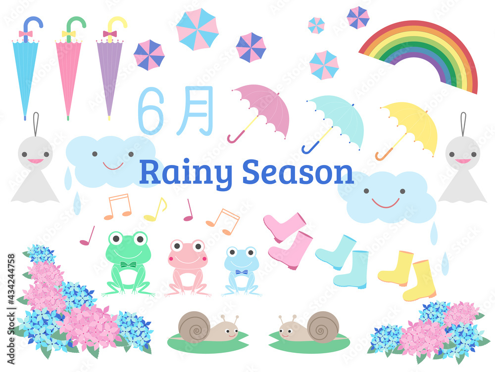 雨のイラストセット 雨のイラストセット