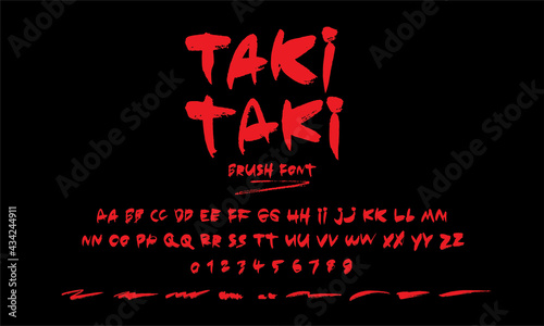 Taki Taki vector brush style font, alphabet, typeface