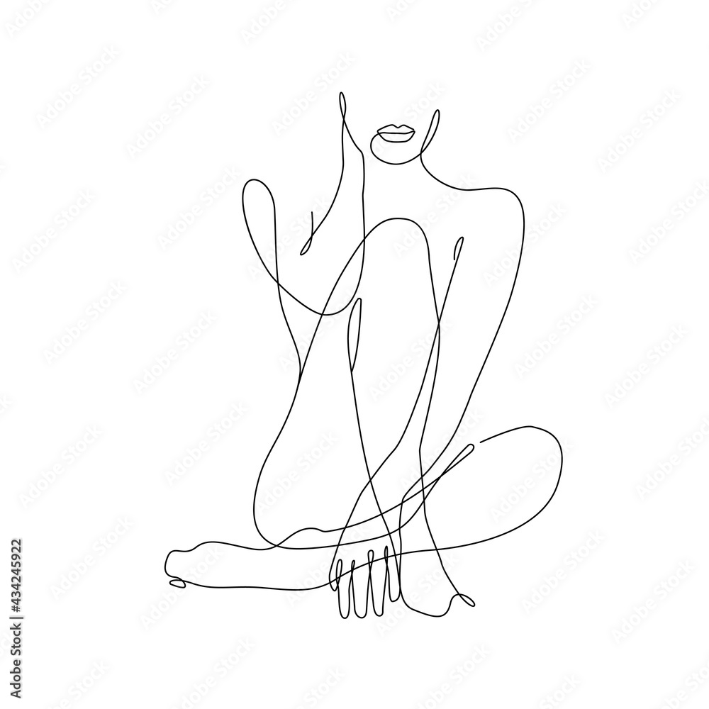 Vecteur Stock Woman One Line Drawing. Female Figure Continuous Line Art  Drawing. Woman Body Nude Illustration. Abstract Poster, Minimalist Sketch  Naked Silhouette. Vector EPS 10 | Adobe Stock