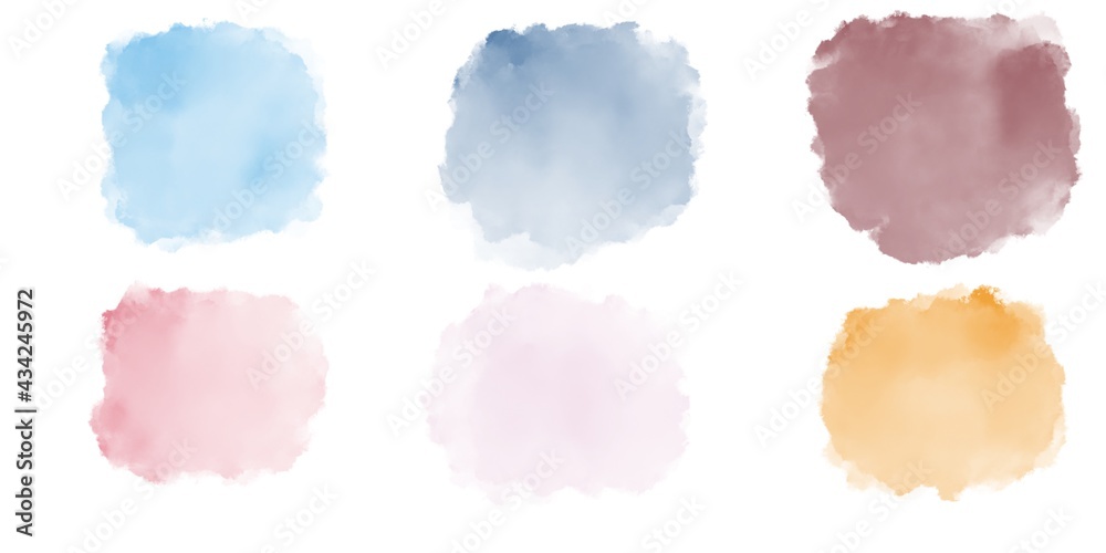Set of watercolor circles multicolored. Peach watercolor background, Pastel watercolor logo, Vector illustration. Logo brush painted acrylic abstract background design illustration vector
