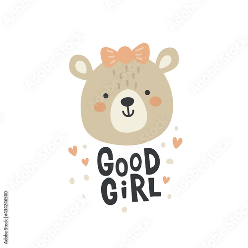 vector illustration of a cute lady bear face