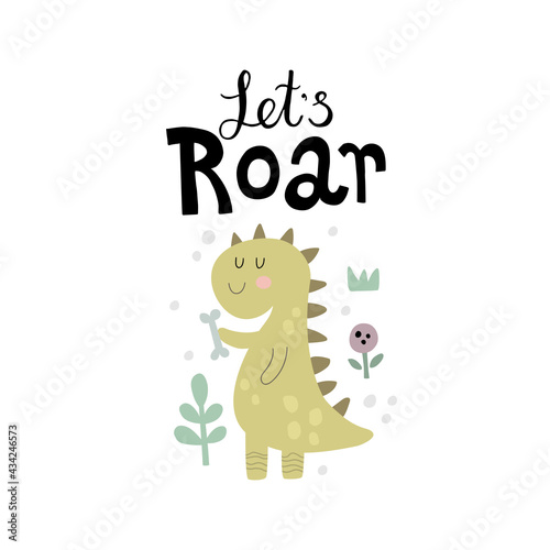 cute vector illustration of a funny dinosaur