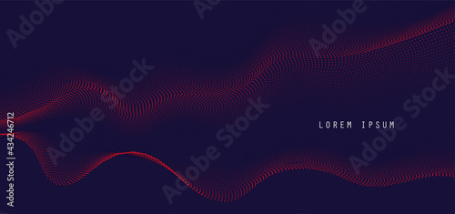Vector background with red abstract wave dots