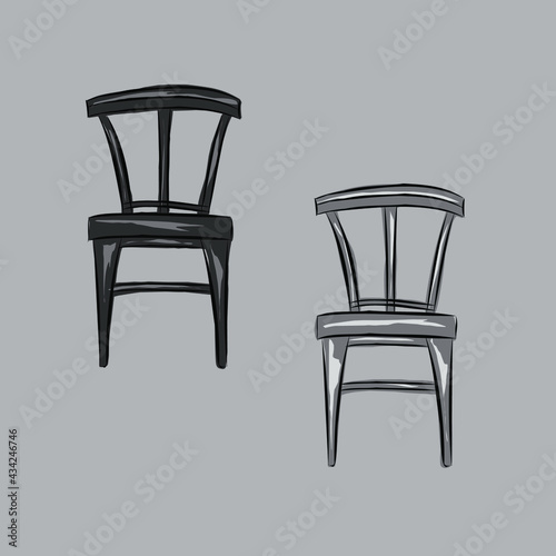 Chairs, armchairs, sofa. Organization of space, interior, comfort, furniture. Isolated vector objects.